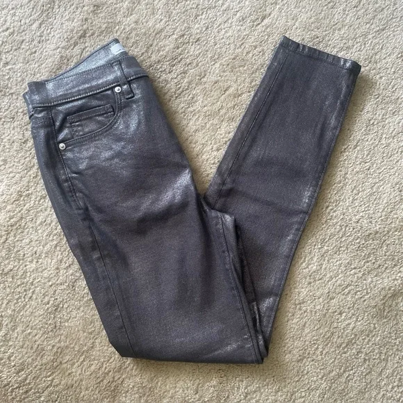 LOFT The Skinny Pewter Coated Jeans Size 2/26 - Picture 3 of 8